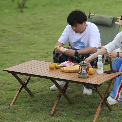 Bàn ghế dã ngoại camping cắm trại nhôm giả vân gỗ siêu tiện lợi, bàn ghế gấp gọn picnic siêu tiện dụng, dụng cụ cắm trại 90x60x45cm